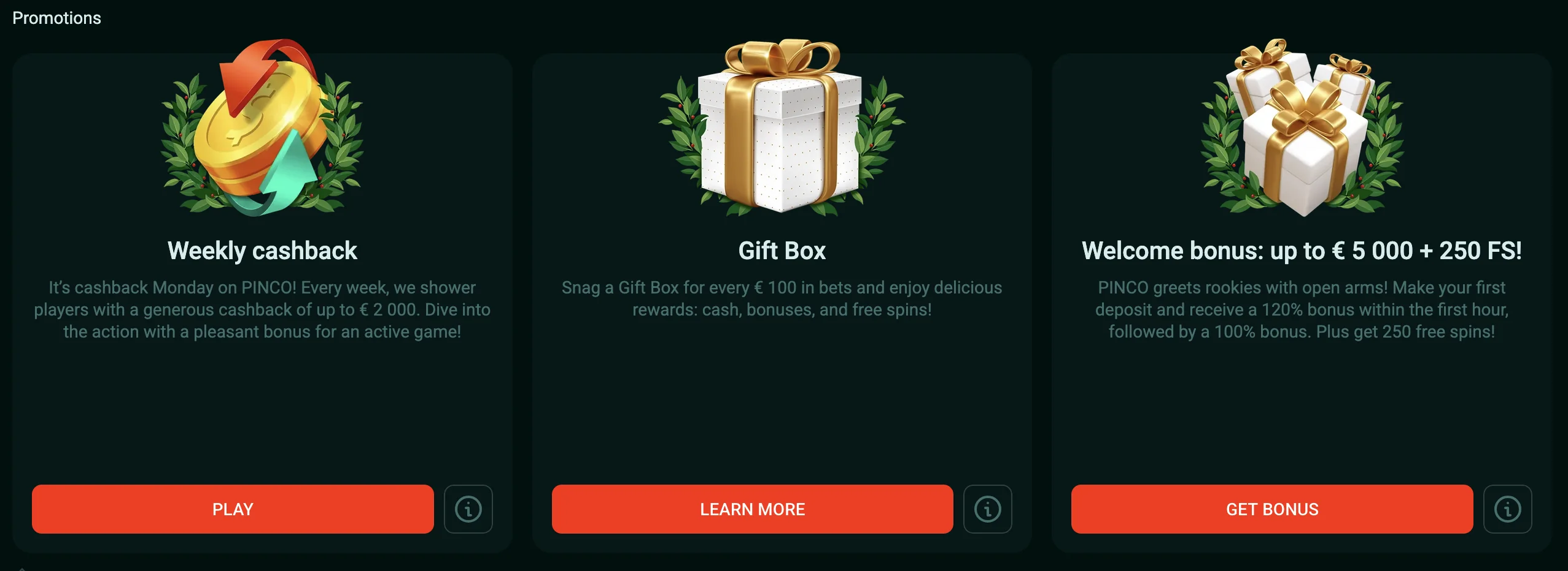 pinco casino welcome bonus